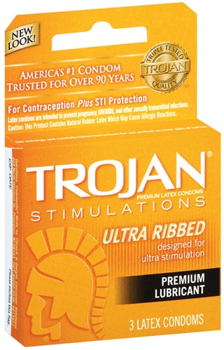 Trojan Ultra Ribbed Ecstasy - 3 Pack