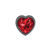 Cheeky Charms-Gunmetal Metal Butt Plug- Heart-Dark Red-Small