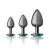 Cheeky Charms - Metal Butt Plug Gunmetal - Round -  Anal Trainer Kit