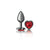 Cheeky Charms-Gunmetal Metal Butt Plug- Heart-Dark Red-Small