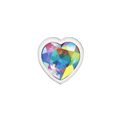 Cheeky Charms-Silver Metal Butt Plug- Heart-Clear-Medium