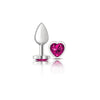 Cheeky Charms-Silver Metal Butt Plug- Heart-Bright Pink-Small