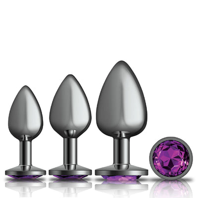 Cheeky Charms - Metal Butt Plug Gunmetal - Round - Anal Trainer Kit