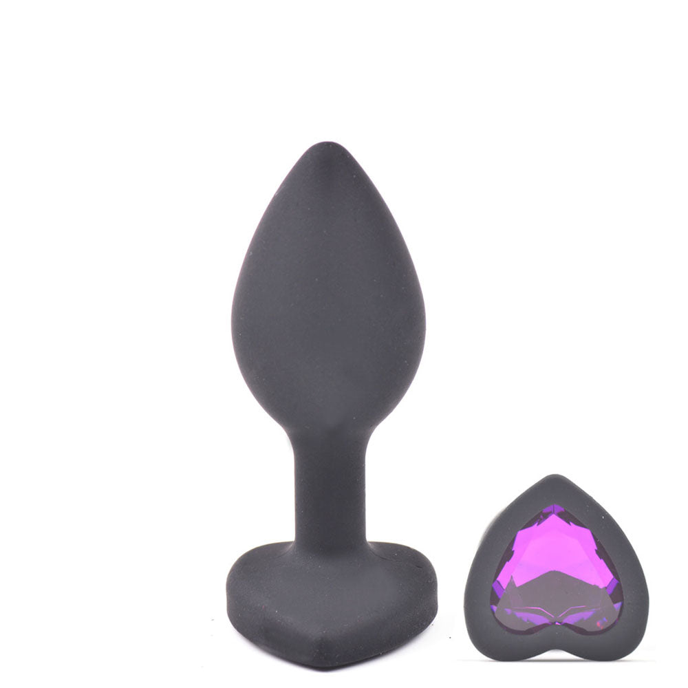 Small Silicone Anal Plug with Heart Shape Diamond