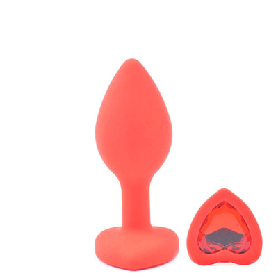 Small Silicone Anal Plug with Heart Shape Diamond