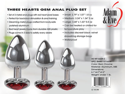 Three Hearts Gem Anal Plug Set