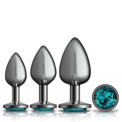 Cheeky Charms - Metal Butt Plug Gunmetal - Round -  Anal Trainer Kit