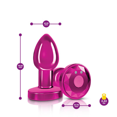 Cheeky Charms - Rechargeable Vibrating Metal Butt Plug With Remote Control - Small