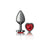 Cheeky Charms-Gunmetal Metal Butt Plug- Heart-Dark Red-Medium