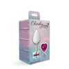 Cheeky Charms-Silver Metal Butt Plug- Heart-Bright Pink-Medium