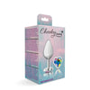 Cheeky Charms-Silver Metal Butt Plug- Heart-Clear-Medium