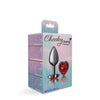 Cheeky Charms-Gunmetal Metal Butt Plug- Heart-Dark Red-Small