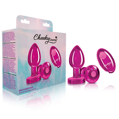 Cheeky Charms - Rechargeable Vibrating Metal Butt  Plug With Remote Control - Medium