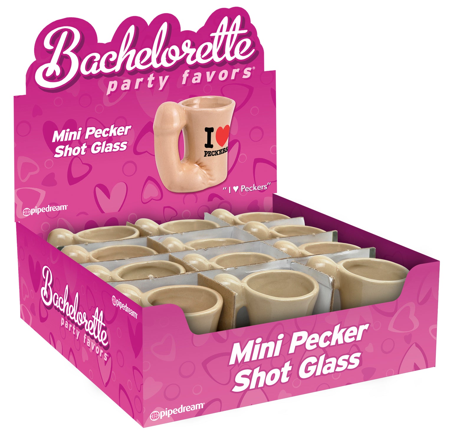 Bachelorette Party Favors - Mini Pecker Shot  Glass Display - 12 Piece PD7909-99D