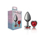 Cheeky Charms-Gunmetal Metal Butt Plug- Heart-Dark Red-Medium