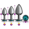 Cheeky Charms - Metal Butt Plug Gunmetal - Round -  Anal Trainer Kit