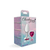 Cheeky Charms-Silver Metal Butt Plug- Heart-Bright Pink-Small