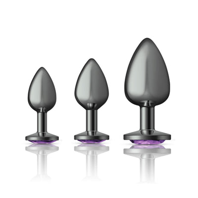 Cheeky Charms - Metal Butt Plug Gunmetal - Round - Anal Trainer Kit