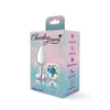 Cheeky Charms-Silver Metal Butt Plug- Heart-Clear-Small