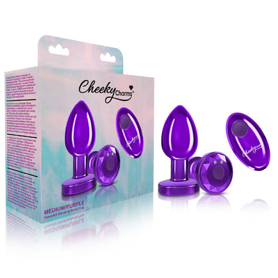 Cheeky Charms - Rechargeable Vibrating Metal Butt Plug With Remote Control -  Medium